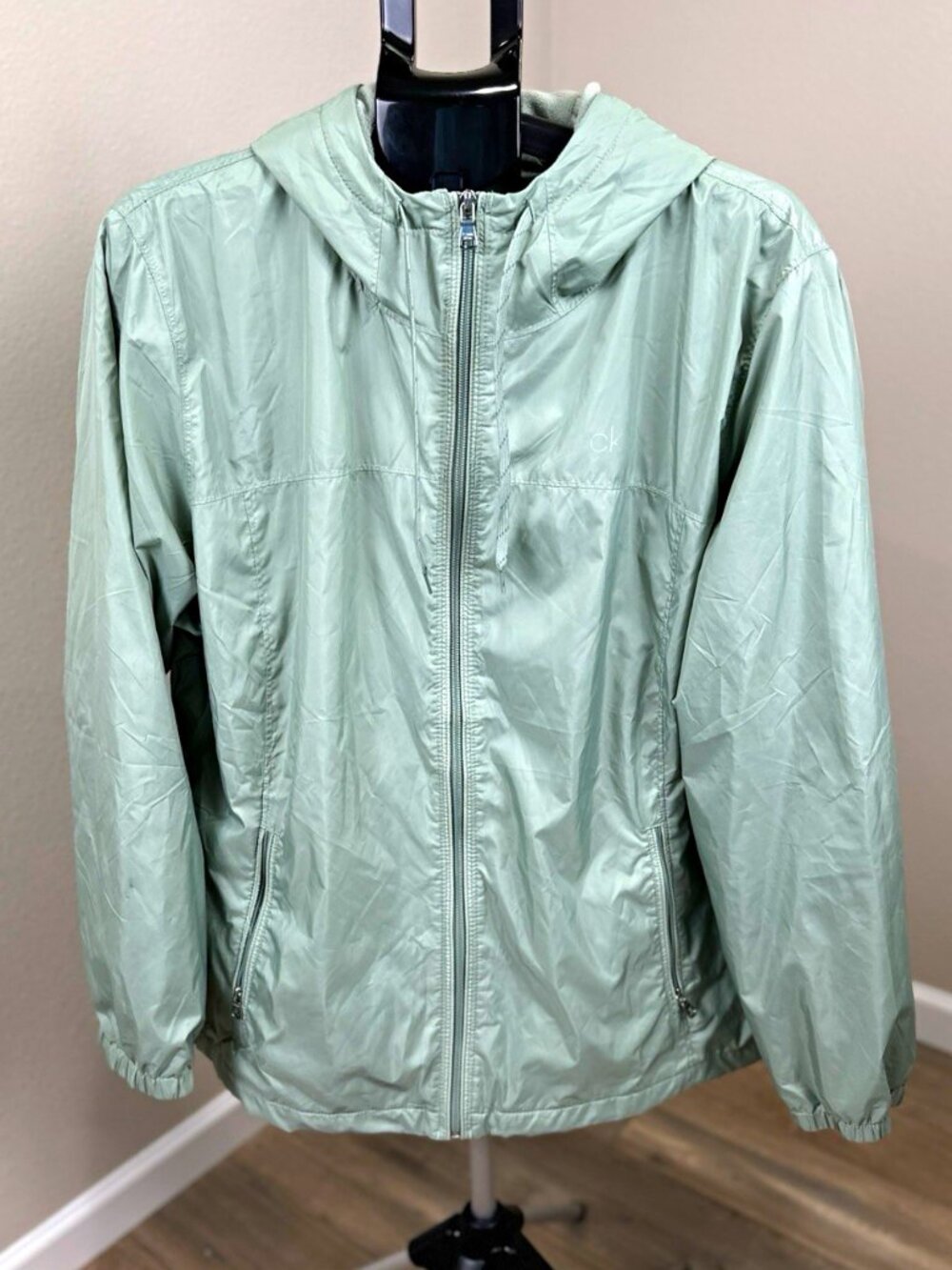 Calvin Klein Women’s 2XL Mint Green Fleece Lined Hooded Jacket